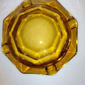 Vintage amber gold ashtray